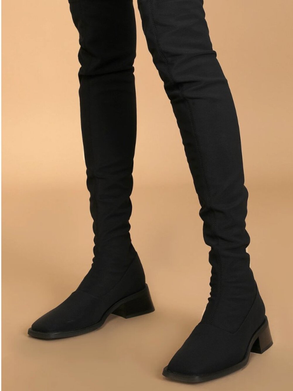 Pre-Loved Blanca Black Square Toe Over the Knee Boots - Size 6 (EU 36)